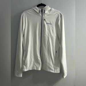 Nobull white 4-way stretch woven jacket hood